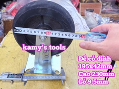 Combo đế càng và bánh xe cao su đặc Sanho CỐ ĐỊNH 200mm dày 41mm 195x41mm Kamytools