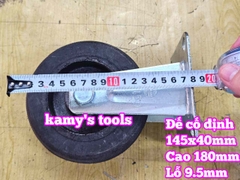 Combo đế càng và bánh xe cao su đặc Sanho CỐ ĐỊNH 150mm dày 40mm 145x40mm Kamytools