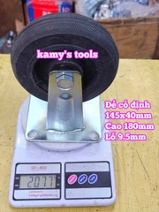 Combo đế càng và bánh xe cao su đặc Sanho CỐ ĐỊNH 150mm dày 40mm 145x40mm Kamytools