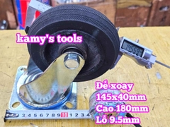 Combo đế càng và bánh xe cao su đặc Sanho XOAY 150mm dày 40mm 145x40mm Kamytools