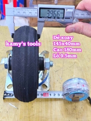 Combo đế càng và bánh xe cao su đặc Sanho XOAY 150mm dày 40mm 145x40mm Kamytools