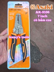 Kìm tuốt dây điện có bấm cos Asaki AK-9106 dài 7 inch bấm cos 0.8-2.6mm2