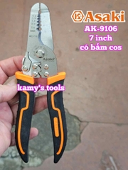 Kìm tuốt dây điện có bấm cos Asaki AK-9106 dài 7 inch bấm cos 0.8-2.6mm2
