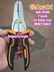 Kìm tuốt dây điện có bấm cos Asaki AK-9106 dài 7 inch bấm cos 0.8-2.6mm2