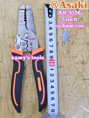 Kìm tuốt dây điện có bấm cos Asaki AK-9106 dài 7 inch bấm cos 0.8-2.6mm2