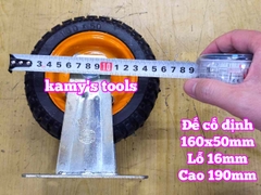 Combo đế càng và bánh xe cao su CỐ ĐỊNH 160mm dày 50mm 160x50mm Kamytools CD160VANG
