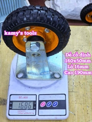 Combo đế càng và bánh xe cao su CỐ ĐỊNH 160mm dày 50mm 160x50mm Kamytools CD160VANG