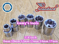 Đầu tuýp đầu khẩu ngắn 3/8 inch lục giác Standard 8mm 10mm 12mm 13mm 14mm 17mm