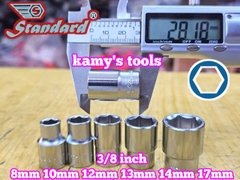 Đầu tuýp đầu khẩu ngắn 3/8 inch lục giác Standard 8mm 10mm 12mm 13mm 14mm 17mm