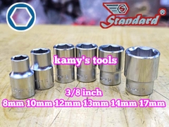 Đầu tuýp đầu khẩu ngắn 3/8 inch lục giác Standard 8mm 10mm 12mm 13mm 14mm 17mm