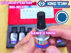 Bộ tuýp lú đầu sao M 12 cạnh 1/2 inch Kingtony 4117PR 7 chi tiết M6 M8 M10 M12 M14 M16 M18