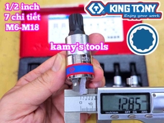 Bộ tuýp lú đầu sao M 12 cạnh 1/2 inch Kingtony 4117PR 7 chi tiết M6 M8 M10 M12 M14 M16 M18