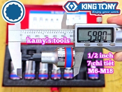 Bộ tuýp lú đầu sao M 12 cạnh 1/2 inch Kingtony 4117PR 7 chi tiết M6 M8 M10 M12 M14 M16 M18