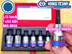 Bộ tuýp lú đầu sao M 12 cạnh 1/2 inch Kingtony 4117PR 7 chi tiết M6 M8 M10 M12 M14 M16 M18