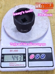 Đầu tuýp khẩu mở nồi xe tay ga xe máy 2 đầu 39mm 41mm và 34mm 46mm 1/2 inch thép đen Wetools WT-06201 WT-06202