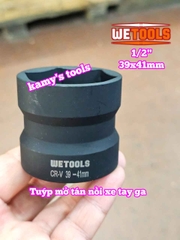 Đầu tuýp khẩu mở nồi xe tay ga xe máy 2 đầu 39mm 41mm và 34mm 46mm 1/2 inch thép đen Wetools WT-06201 WT-06202
