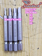 Mũi xiết vít đầu lục giác đuôi 1/4 inch 6mm Standard H3, H4, H5, H6 dài 65mm dành cho máy khoan máy bắn vít