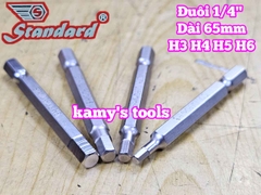 Mũi xiết vít đầu lục giác đuôi 1/4 inch 6mm Standard H3, H4, H5, H6 dài 65mm dành cho máy khoan máy bắn vít