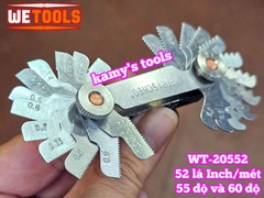 Dưỡng đo ren thước đo ren 52 lá hệ mét và hệ inch 55 độ và 60 độ Wetools WT-20552