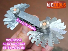 Dưỡng đo ren thước đo ren 52 lá hệ mét và hệ inch 55 độ và 60 độ Wetools WT-20552
