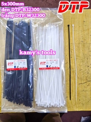 Dây rút dây thít nhựa màu đen trắng 5x300mm DTP-W32300 DTP-B32300 (1 bịch/100 sợi)