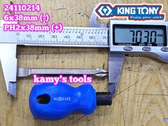 Tua vít lùn 2 đầu bake dẹp Kingtony PH2 dài 38mm 6x38mm model 24110214