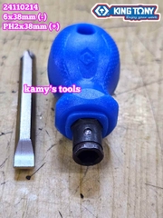 Tua vít lùn 2 đầu bake dẹp Kingtony PH2 dài 38mm 6x38mm model 24110214