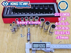 Bộ tuýp dài 1/4 inch Kingtony 11 chi tiết model 2511MR 4mm-13mm