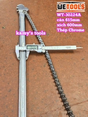 Cờ lê xích 24 inch Wetools WT-30224A thép Chrome mở ống 170mm