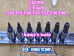 Bộ Tuýp 1/4 Inch Lú Đầu Sao Có Lỗ 7 Chi Tiết Kingtony 2107PR T10-T40