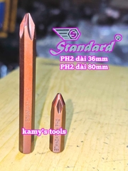 Mũi vít đóng bake 4 cạnh PH2 thép cao cấp S2 dài 36mm 80mm Standard