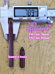 Mũi vít đóng bake 4 cạnh PH2 thép cao cấp S2 dài 36mm 80mm Standard