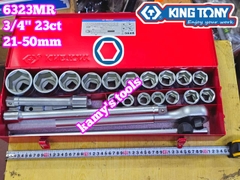 Bộ tuýp 3/4 inch 6 cạnh 23 chi tiết 21-50mm Kingtony 6323MR