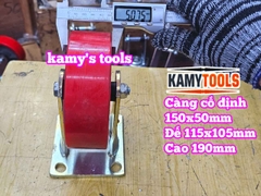 Combo đế càng CỐ ĐỊNH và bánh xe PU mâm gang 150mm 150x50mm Kamytools KMT-CD150PU
