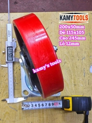 Combo đế càng XOAY và bánh xe PU mâm gang 200mm 200x50mm Kamytools KMT-XOAY200PU