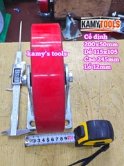 Combo đế càng CỐ ĐỊNH và bánh xe PU mâm gang 200mm 200x50mm Kamytools KMT-CD200PU