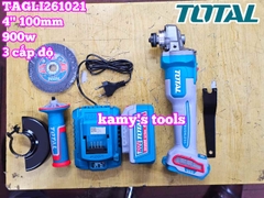 TAGLI261021 Máy mài góc dùng pin Lithium 20V Total 4 inch 100mm (1 pin+1 sạc)