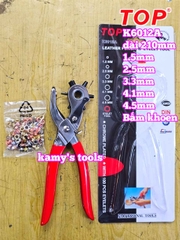 Kìm bấm lỗ dây nịt TOP K6012A kèm 100 khoen (kìm bấm lỗ thắt lưng, kềm bấm lỗ dây nịt)