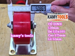 Combo đế càng CỐ ĐỊNH và bánh xe PU mâm gang 130mm 130x50mm Kamytools KMT-CD130PU
