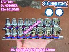 Bộ tuýp khẩu 1/2 inch Kingtony 8 chi tiết 10-22mm 6 cạnh 4510MR 12 cạnh 4010MR
