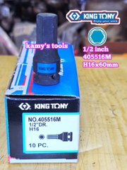 Tuýp lú đầu lục giác đen 1/2 inch Kingtony H4 H5 H6 H8 H10 H12 H14 H16 H17 H19 405504M 405505M 405506M 405508M 405510M 405512M 405514M 405516M 405517M 405519M