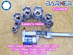 Combo bộ đầu tuýp 1/2 inch ngắn 14 chi tiết 6 cạnh Barker 8-32mm BAKE-222314A