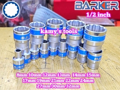 Combo bộ đầu tuýp 1/2 inch ngắn 14 chi tiết 12 cạnh Barker 8-32mm BAKE-222314B