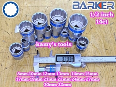 Combo bộ đầu tuýp 1/2 inch ngắn 14 chi tiết 12 cạnh Barker 8-32mm BAKE-222314B