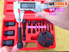Dụng cụ tháo mặt hít lốc điều hòa ô tô 14 chi tiết, vam cảo mặt hít điều hòa Wetools WT-13301