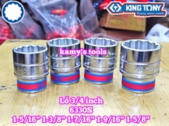 Đầu tuýp trắng 3/4 inch Kingtony 12 cạnh 1-5/16, 1-3/8, 1-7/16, 1-9/16, 1-5/8, 633042S 633044S 633046S 633050S 633052S