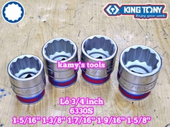 Đầu tuýp trắng 3/4 inch Kingtony 12 cạnh 1-5/16, 1-3/8, 1-7/16, 1-9/16, 1-5/8, 633042S 633044S 633046S 633050S 633052S