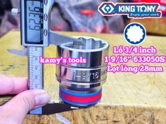 Đầu tuýp trắng 3/4 inch Kingtony 12 cạnh 1-5/16, 1-3/8, 1-7/16, 1-9/16, 1-5/8, 633042S 633044S 633046S 633050S 633052S