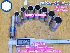 Combo bộ đầu tuýp 1/2 inch dài 12 cạnh Barker 8 chi tiết 10-19mm BAKE-229308B