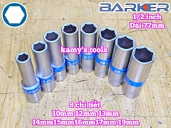 Combo bộ đầu tuýp 1/2 inch dài 6 cạnh Barker 8 chi tiết 10-19mm BAKE-229308A